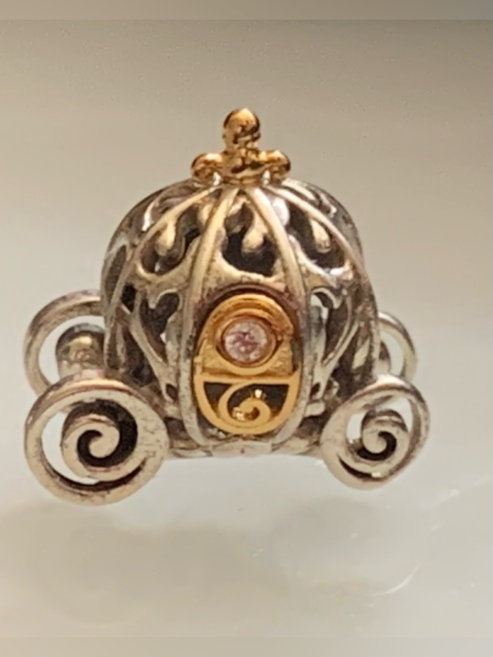 NEW Pandora 100th Cinderella Silver & Gold Carriage Charm